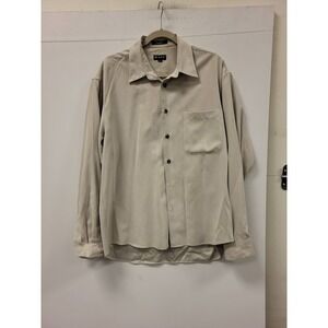 KAID Mens Shirt Beige Button Up Long Sleeve Casual Dress Shirt Size M Medium